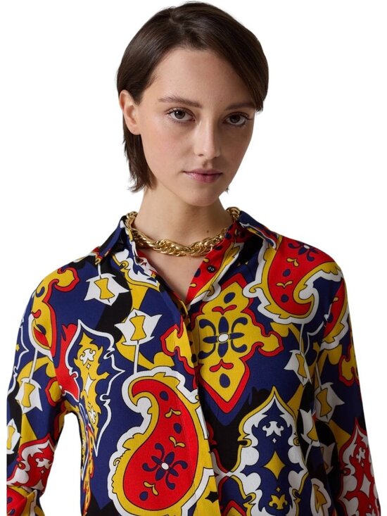 Piombo Tops - MP Massimo Piombo Womens Paisley Navy Button Down Blouse Size 6 - IT 42 - NWT